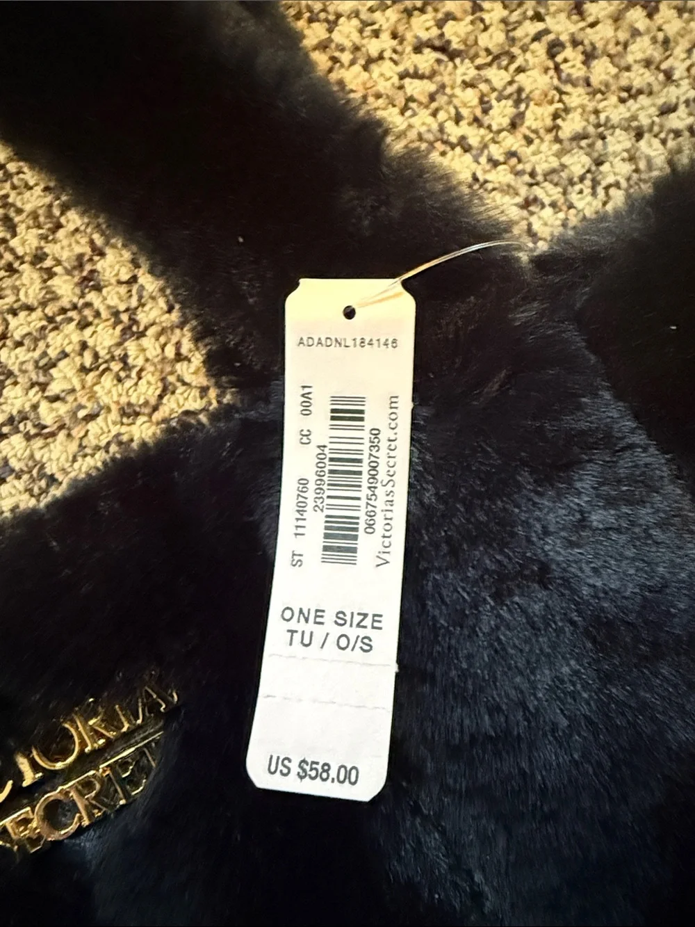 Victoria's Secret NWT Black Hobo Faux Fur Tote